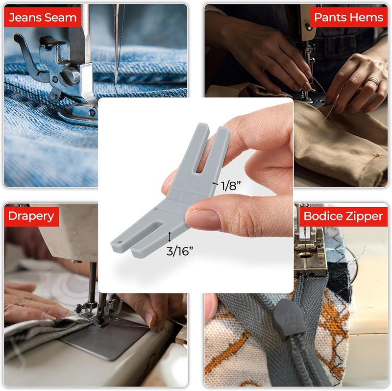 Sewphee Hump Jumper Sewing Tool - Bulky Seam Aid for Sewing Buttons & Flush Plate Presser Foot Perfect for Hemlines & Denim - Foot Attachments, Tools and Gadgets fits Husqvarna Viking, Brother, Singer, Janome - Image 4